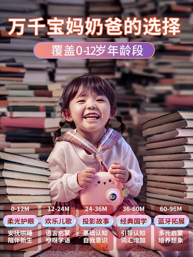 Projector Story Machine New Year Children's Gift for Girls Bedtime Early Education Machine Toy Lamp Baby Light Birthday 2025