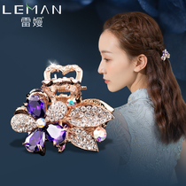 Thunder Crystal grab clip Korean adult hair jewelry rhinestone hairclip hairpin metal small clip banger headgear