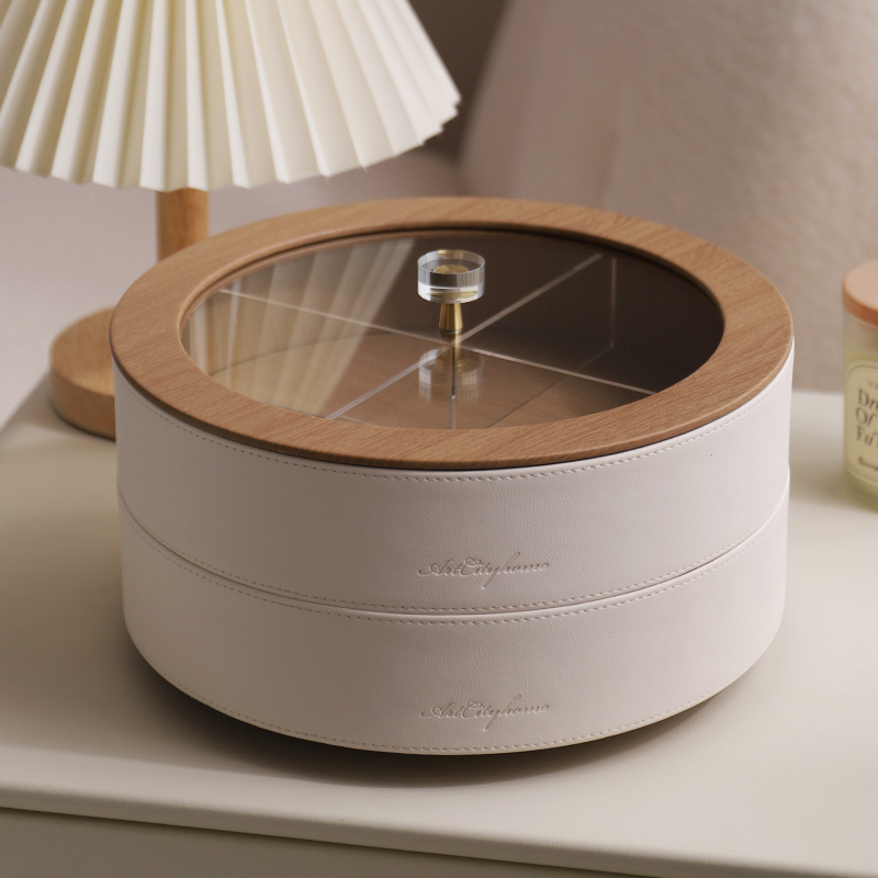 Dry Fruit Pan Light Lavish Living Room Superior Leather Nut Candy Snacks Seal Containing Box Home Tea Table Fruits Pan-Taobao