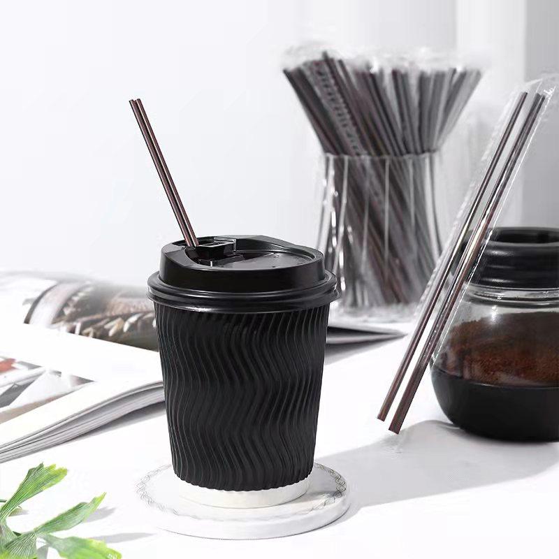 Coffee straw disposable cold hot drinking double hole stirring rod independent packaging two-hole food grade fine straw 5000
