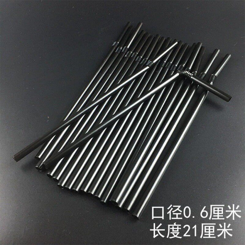 Disposable elbow thin straw black and white bendable beverage cocktail coffee juice 21 cm not independent