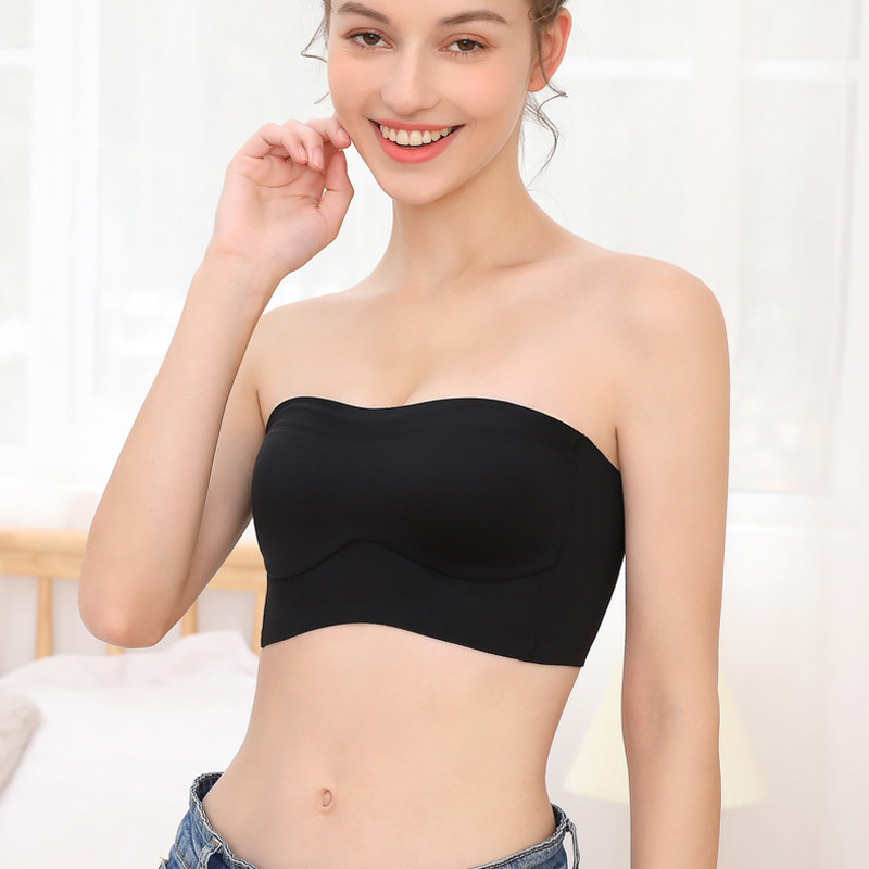 No steel ring No marks without shoulder strap bra obliterations with anti-slip big chest and small one-lined invisible lingerie thin lady