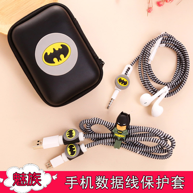 vivo Xiaomi oppo Huawei Apple data cable protective sleeve mobile phone charger winding rope earphone winder protection rope charging cable storage box cute cartoon creative sticker