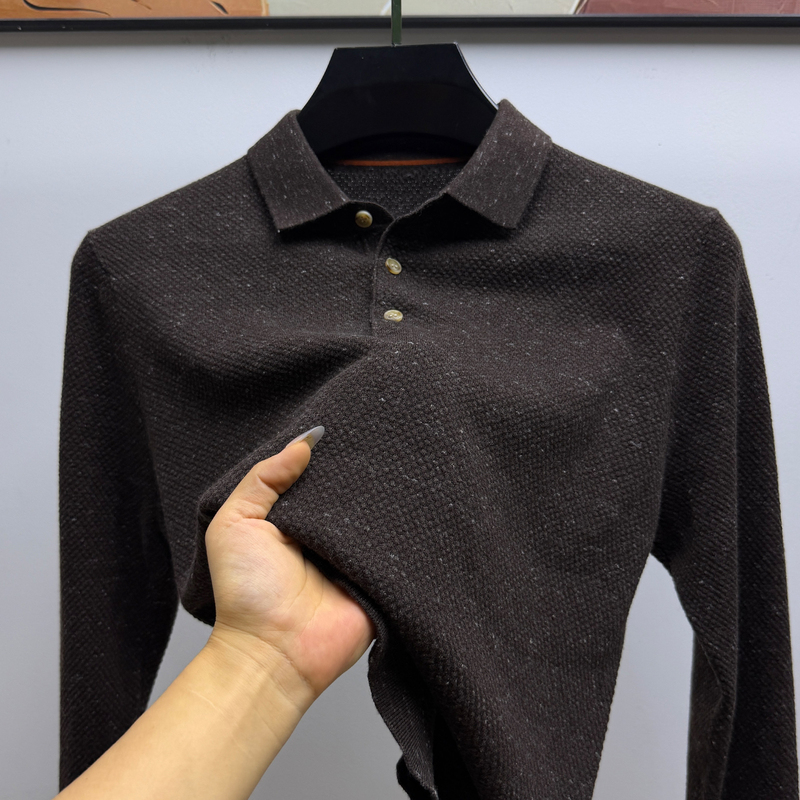 Light Luxury Old Money Style Floral Yarn Lapel Pure Wool Sweater for Men, New Winter Thickened Warm Base Layer Sweater Light Luxury Old Money Style Floral Yarn Lapel Pure Wool Sweater for Men, New Winter Thickened Warm Base Layer Sweater