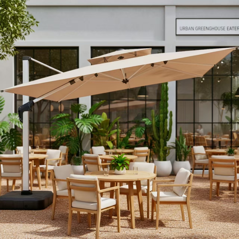 Outdoor Sunshade Umbrella Courtyard Solar Led Light Printed Large Roman Tent Sunshade Canopy Stall Security Guard Booth Umbrella