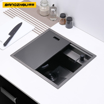 Black hidden under-the-counter handmade sink single-trough stainless steel washbasin open kitchen bar sink set