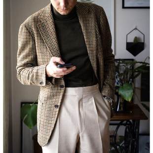 Demi-season trend woolen coat, men's suit English style, British style