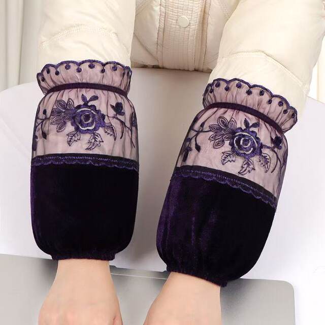 New short gold velvet sleeves women's autumn and winter down jacket cotton sleeves anti-fouling and stain-resistant lace sleeves Korean version