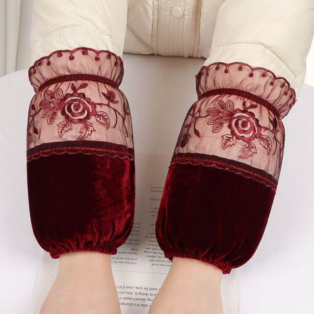 New short gold velvet sleeves women's autumn and winter down jacket cotton sleeves anti-fouling and stain-resistant lace sleeves Korean version