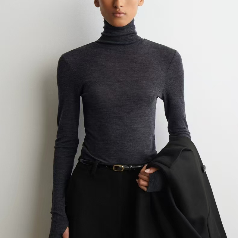 Cs Women's Slim-Fit Turtleneck Merino Wool Base Layer Top T-Shirt 2025 Autumn New Product 1287822003