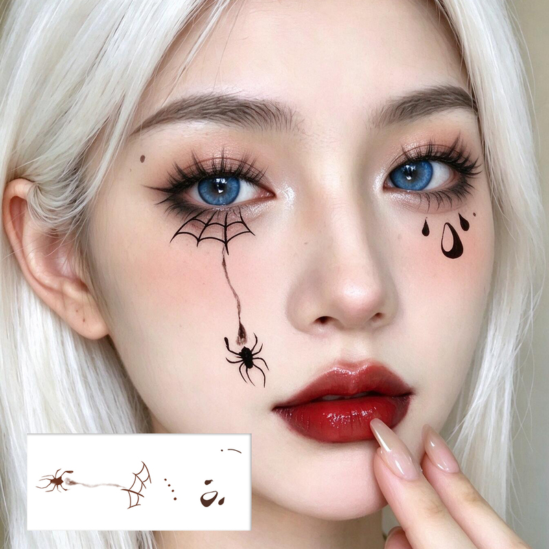 2026 Halloween Makeup Tattoo Stickers Dance Party Horror Fake Scar Face Makeup Party Realistic Fake Tiger Teeth
