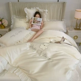 Шелковистый шелковый пододеяльник для принцессы, популярно в интернете, с медвежатами