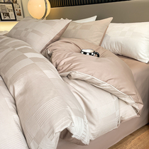 High-end 100-count pure cotton bed quilt cover single piece cotton light luxury style quilt cover four-piece dormitory single three-piece set