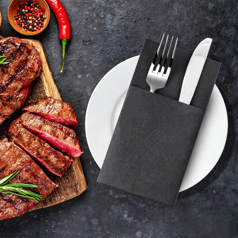 40*40cm Disposable Black Cutlery Bag Luxury Western Restaurant High-End Black Dust-Free Napkin Non-Woven Placemat 40*40cm Disposable Black Cutlery Bag Luxury Western Restaurant High-End Black Dust-Free Napkin Non-Woven Placemat