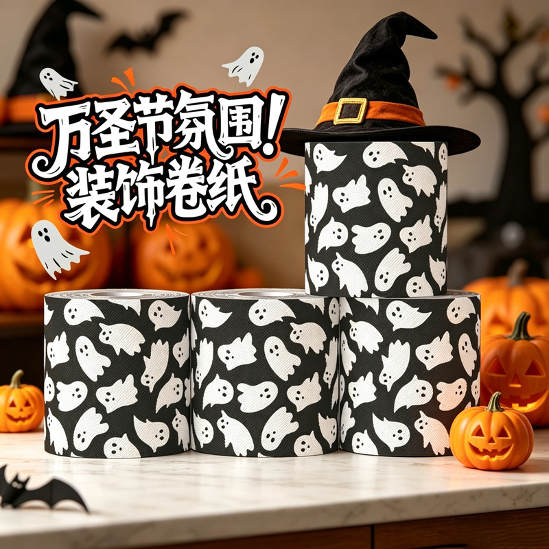 10 Rolls of Halloween Ghost Party Toilet Paper for Home Use, Hotel Holiday Decoration, Toilet Paper, Paper Towels 10 Rolls of Halloween Ghost Party Toilet Paper for Home Use, Hotel Holiday Decoration, Toilet Paper, Paper Towels