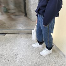 Qiqi Tong Tong Cang children plus velvet jeans baby trousers 2019 new Korean boys casual pants children pants