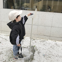 Seven childrens warehouse baby plus velvet hooded jacket childrens casual jacket autumn and winter girls winter coat Korean version of tide