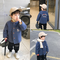 Qiqi Tong Cang baby thick coat childrens woolen coat 2019 new Korean boy plus velvet autumn winter tide