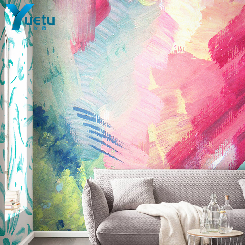 Nordic hand painted abstract personality graffiti art wallpaper living room TV background wallpaper seamless custom mural wall cloth