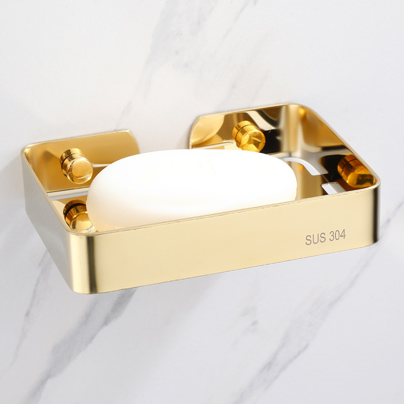 Light Extravagant Soap Case Free of perforated wall-mounted draining toilet Bathroom Stainless Steel Shelve Golden Soap Box-Taobao