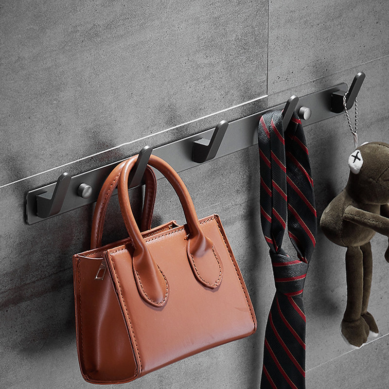 Handle hook hook with no punch gun gray hook wall hanging space aluminum bathroom porch hook after door