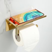 Roll Paper Holder 304 Stainless Steel Toilet Bathroom Hotel Toilet Mobile Phone Tissue Rack Toilet Paper Holder Gold
