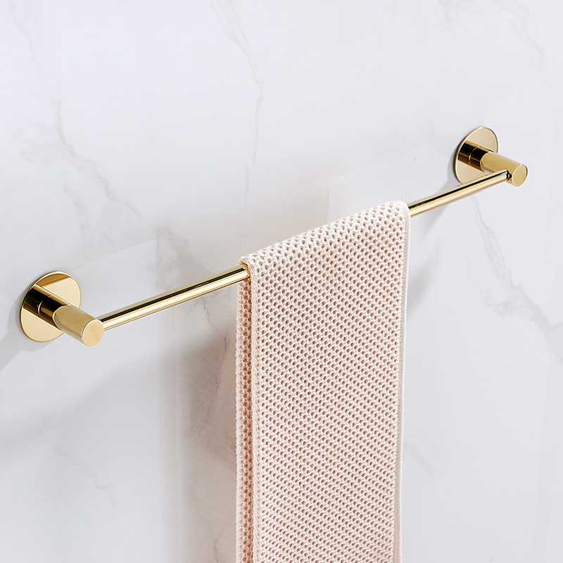 Gold High-End Bathroom Towel Rack, Bathroom Storage Rack, Single Rod Premium Towel Bar, No Drilling Required