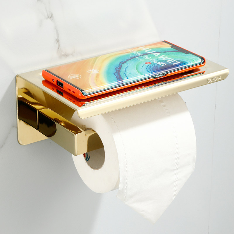 Golden Paper Towel Rack Light Lavish Toilet Paper Rack Makeup Room Toilet Wall-mounted Bathroom bathroom Toilet Paper Rack free of punch