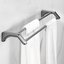 Brushed gun gray towel rack free punching wall hanging bathroom stainless steel shelf bathroom hardware pendant set
