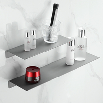 Nordic gun gray bathroom punch-free bathroom mirror front one-word board shelf stainless steel wall-mounted storage partition