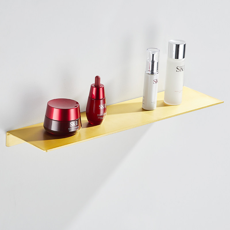 Bathroom shelf-free punch light luxury drawing wire gold spacespacealuminum division toilet mirror on wall