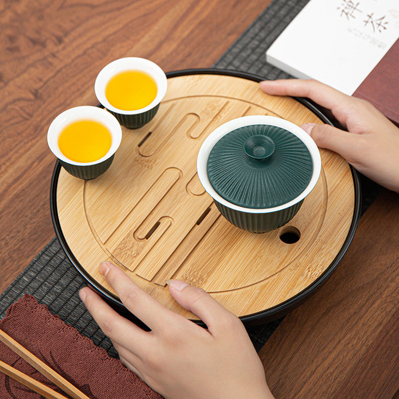 Tea tray Home Tea set Tea House Tea House Tea Tray Tea Desk Round Bamboo Tea Nursery Tray
