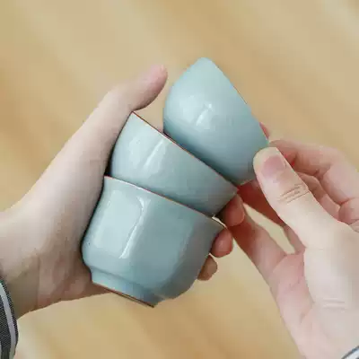 Ru kiln kung fu small tea cup ceramic household single Tea Cup Open piece Master Cup Tea Cup single cup small tea bowl