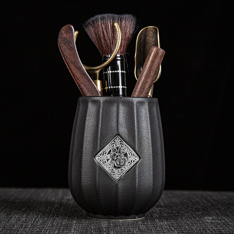 Black Tao Fufu Character Tea Bucket 6 Gentleman Tea Dauf Tea Accessories Whole Set Tea Pen Tea Pinch of Tea Ashtray Tea Pamper Cup Fork