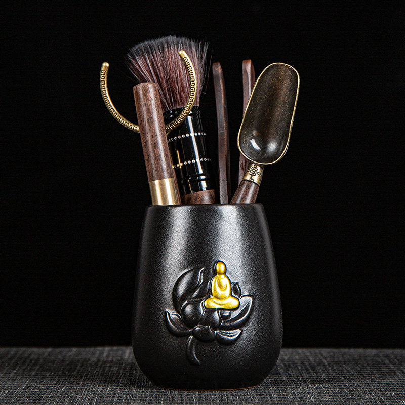 Black Tao Jingho Tea Bucket 6 Gentleman Tea Dauphin Tea Accessories Whole Set Tea Pen Tea Pinch of Tea Ashtray Tea Pamper Cup Fork