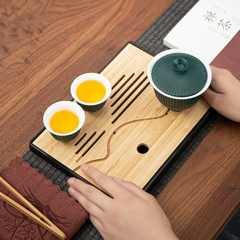 Kongfu tea with simple tea tray Home water storage rectangular bamboo tea nursery tray small tea table dry tea tray