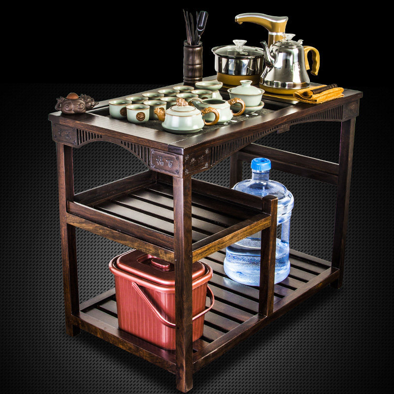 Whole set of black sandalwood Pear Tea Caravan fully automatic home Ujinishi Gongfu tea furniture mobile tea table tea table tea table tea table