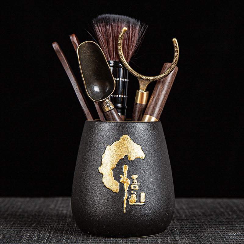 Black Tao Xiangyun Tea Bucket Six Kung Fu Tea Toilet Accessories Complete Tea Pen Clamp Tea Clothes