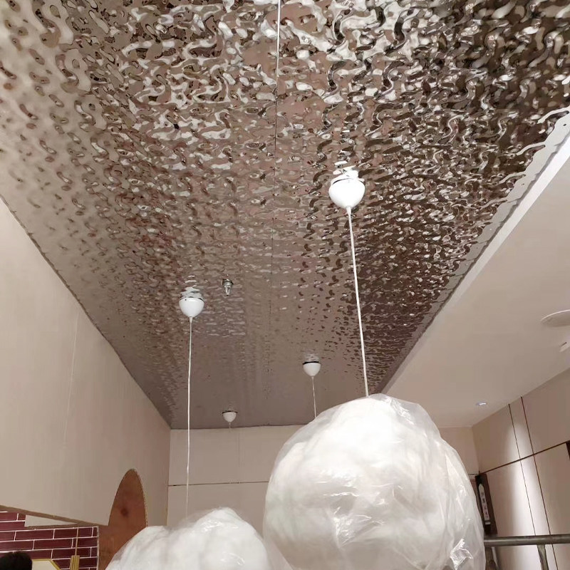 Stainless steel water ripple board custom black mirror ceiling hotel KTV concave and convex diamond flower honeycomb decorative board