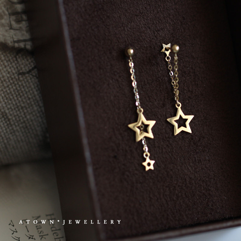 Size Flow Su Stars Earrings 925 Pure Silver Plated 14K Gold Design Sensation available in two didact-length otolemes