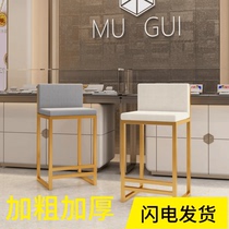 Nordic light luxury bar chair modern simple home backrest high stool front bar chair stainless steel jewelry chair