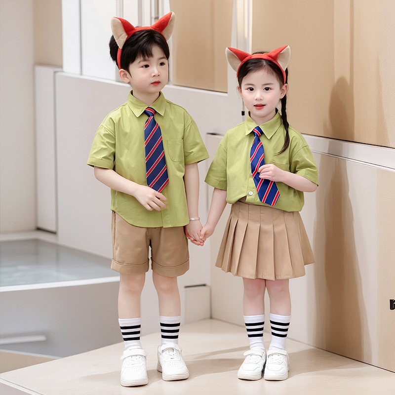 Zootopia Kidsren's Costume Cos Nick Fox Green Shirt Suit Kindergarten Performance Graduation Photo Suit Zootopia Kidsren's Costume Cos Nick Fox Green Shirt Suit Kindergarten Performance Graduation Photo Suit