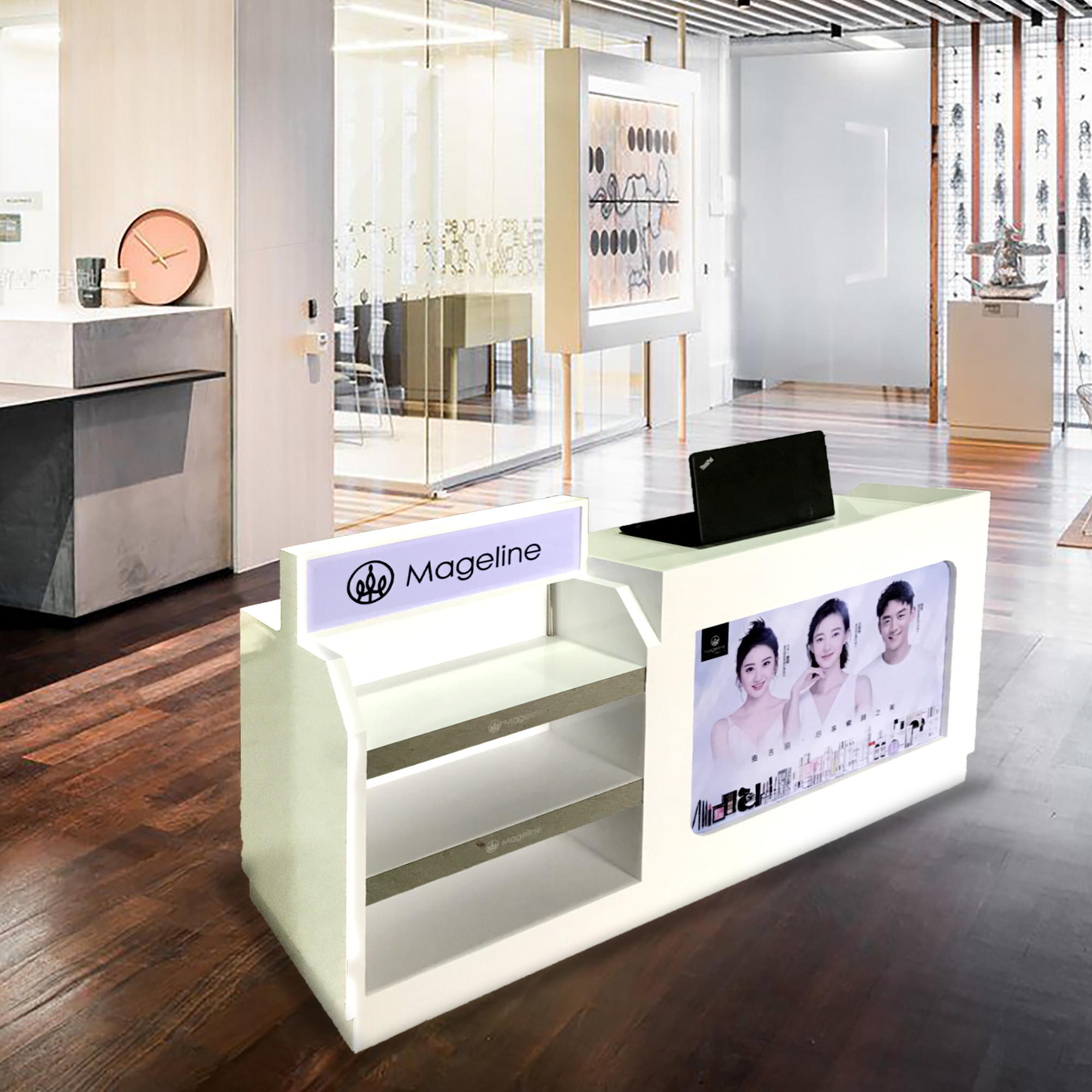 Paint cash register counter exquisite small boutique clothing store counter hair salon front desk mccarley brand display cabinet