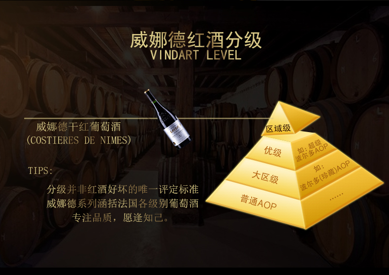 巴黎农业大赛银奖 法国原瓶进口 Vin d'Art 威娜德 AOP级 15年 干红葡萄酒 750ml*6瓶 天猫优惠券折后¥399包邮(¥899-500)