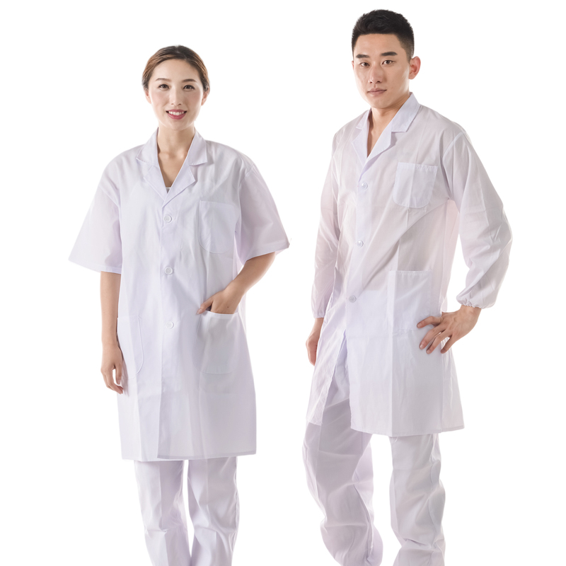 Summer Long-Sleeved Lab Student White Coat, Short-Sleeved Thin Work Clothes for Men and Women, Half-Sleeved Factory Workshop Food Service Uniform Summer Long-Sleeved Lab Student White Coat, Short-Sleeved Thin Work Clothes for Men and Women, Half-Sleeved Factory Workshop Food Service Uniform