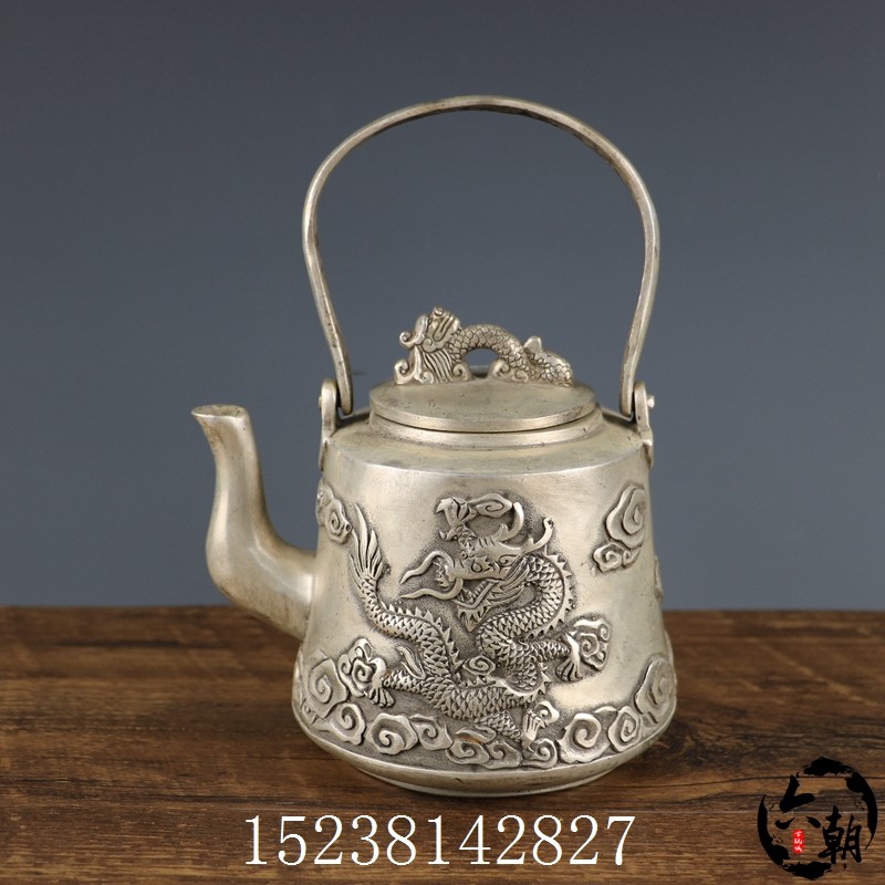 Promotion of copper collection of pure copper silver-plated dragon tattoo pieces of household decoration crafts film and television props