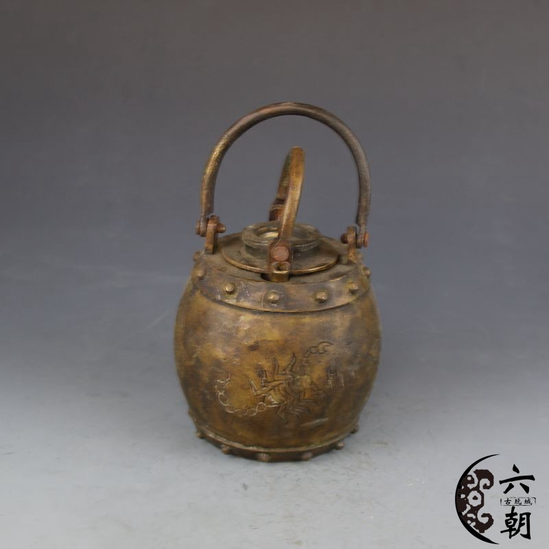 New antique copper device home decoration of antique collection film and television props twin wine hand cup