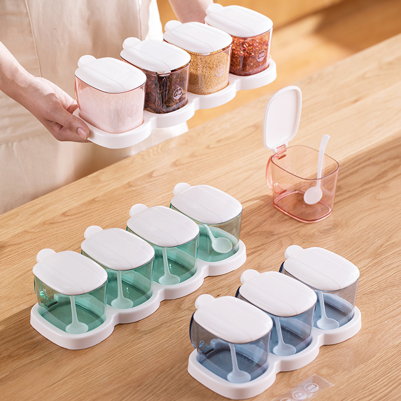 Camellia plastic kitchen seasoning box household combined condiment storage box with lid salt shaker seasoning bottle seasoning bottle