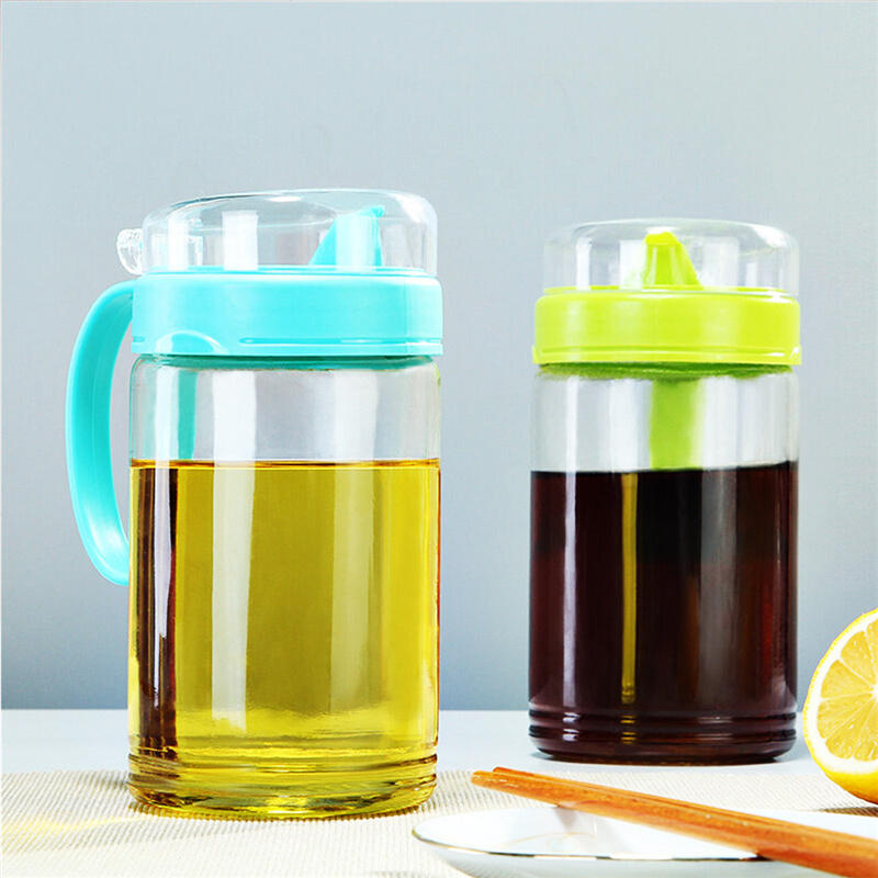 Camellia oil pot glass leak-proof household oil bottle oil tank kitchen soy sauce vinegar seasoning bottle transparent storage oil bottle