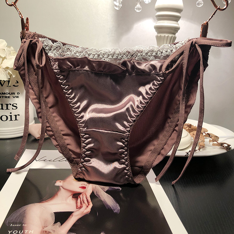 Easy to Take Off~ Silky and Sexy Lace-Trimmed Low-Waist Tie-Up Panties, Sweet Women's Cotton Crotch Briefs, Student 3 Get 1 Free